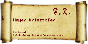 Hayer Krisztofer névjegykártya